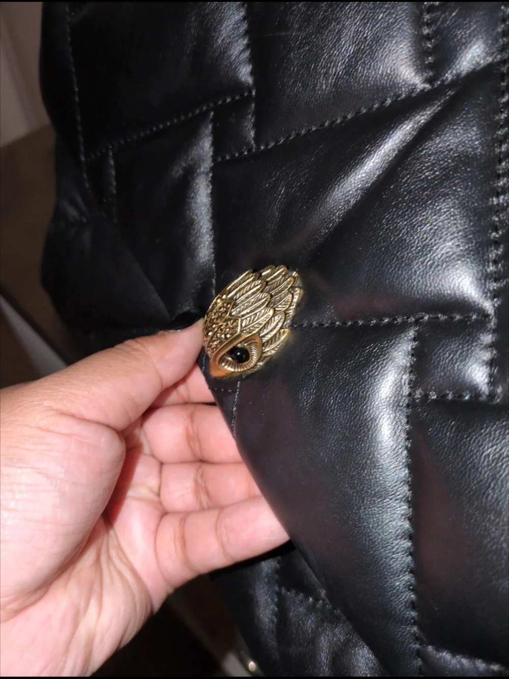 Kurt Geiger Black Quilted Shoulder Bag with Gold Chain Strap